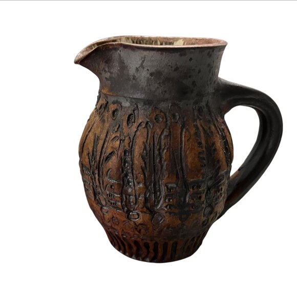 Vintage Monastery Art Collection Handcrafted Pitcher With Floral Pattern - Picture 6 of 9